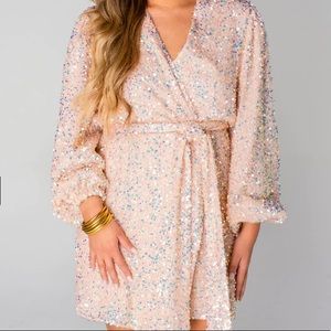 Buddy Love Adeline Sequin Wrap Dress - Pink
